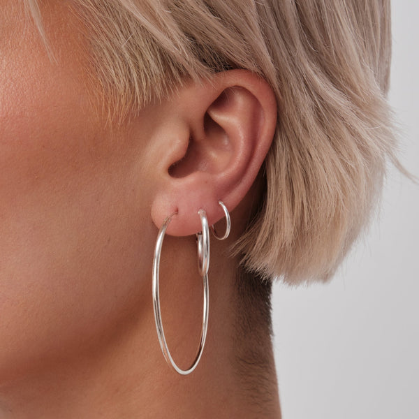Simply Silver Sterling Silver 925 Polished Sleeper Hoop Earrings