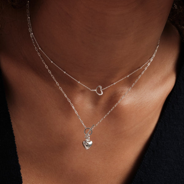 Simply Silver Sterling Silver 925 Interlink Heart Necklace