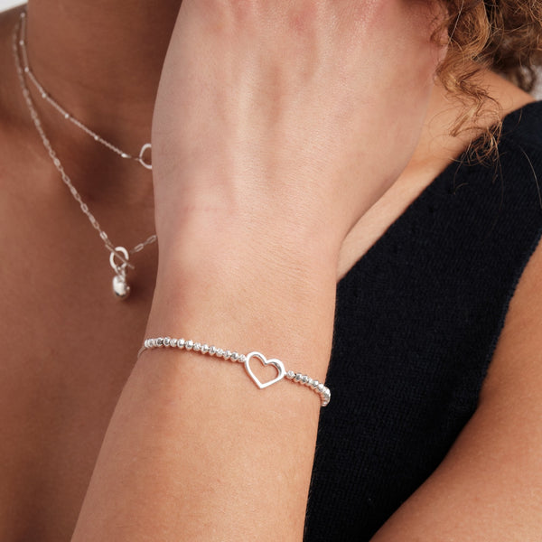 Simply Silver Sterling Silver 925 Open Heart Toggle Bracelet