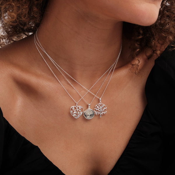 Simply Silver Sterling Silver 925 Embossed Tree of Love Locket Necklace