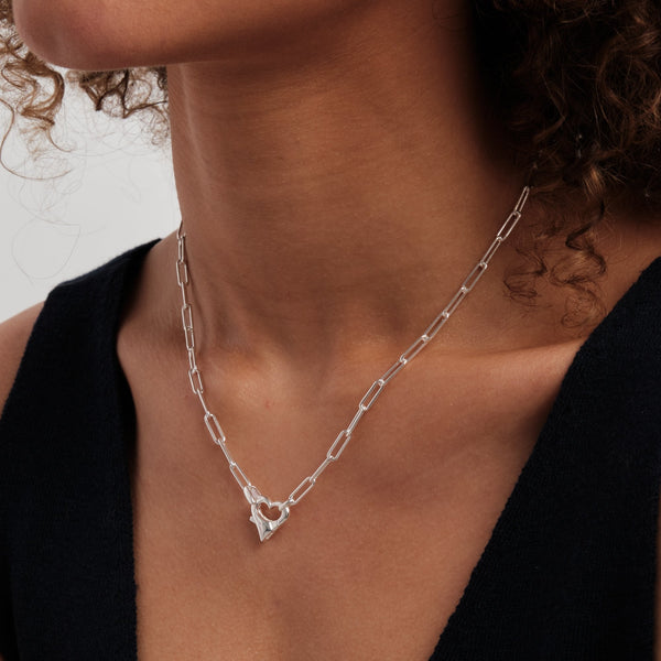 Simply Silver Sterling Silver 925 Open Heart Closure Necklace