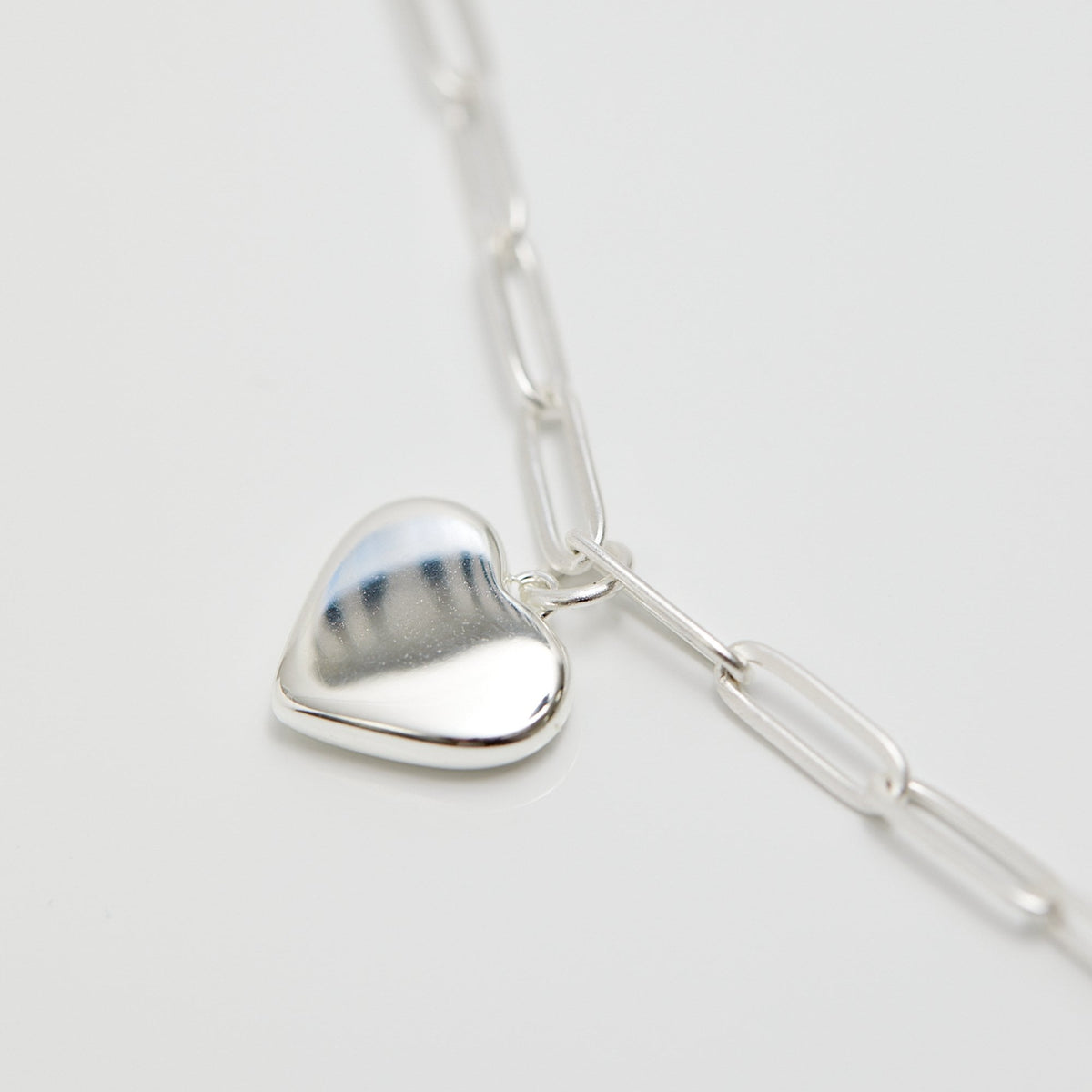 Mood Silver Stainless Steel Polished Heart Chain Bracelet