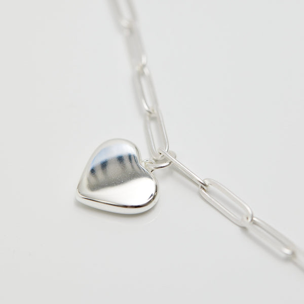 Mood Silver Stainless Steel Polished Heart Chain Bracelet