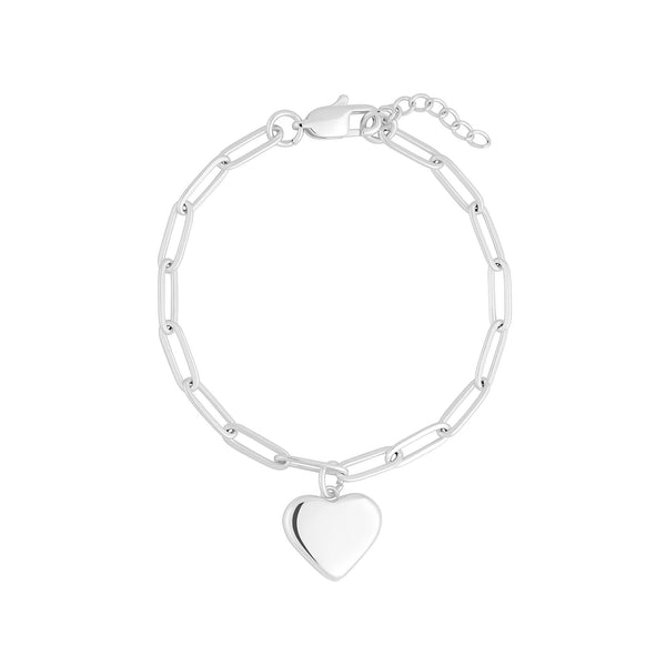 Mood Silver Stainless Steel Polished Heart Chain Bracelet
