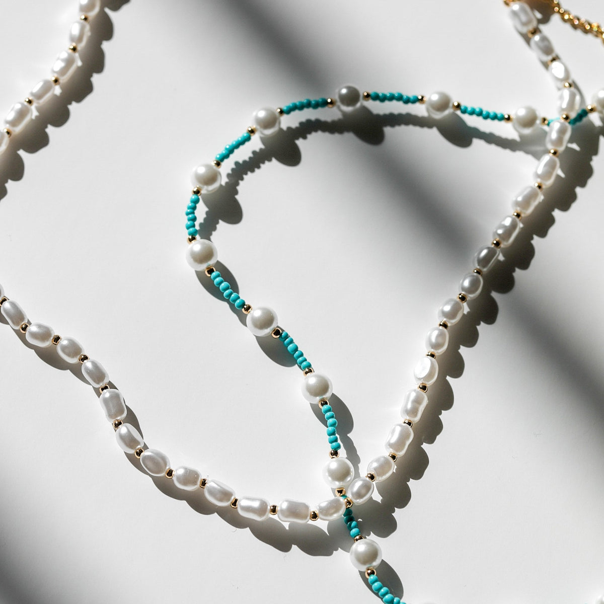 Mood Gold Turquoise Bead And Seed Pearl Necklaces - Pack Of 2