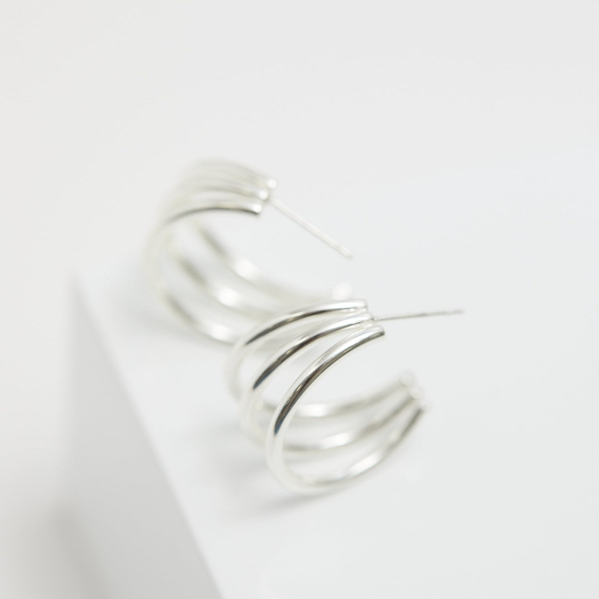 Mood Silver Stainless Steel Polished Medium Hoop Earrings