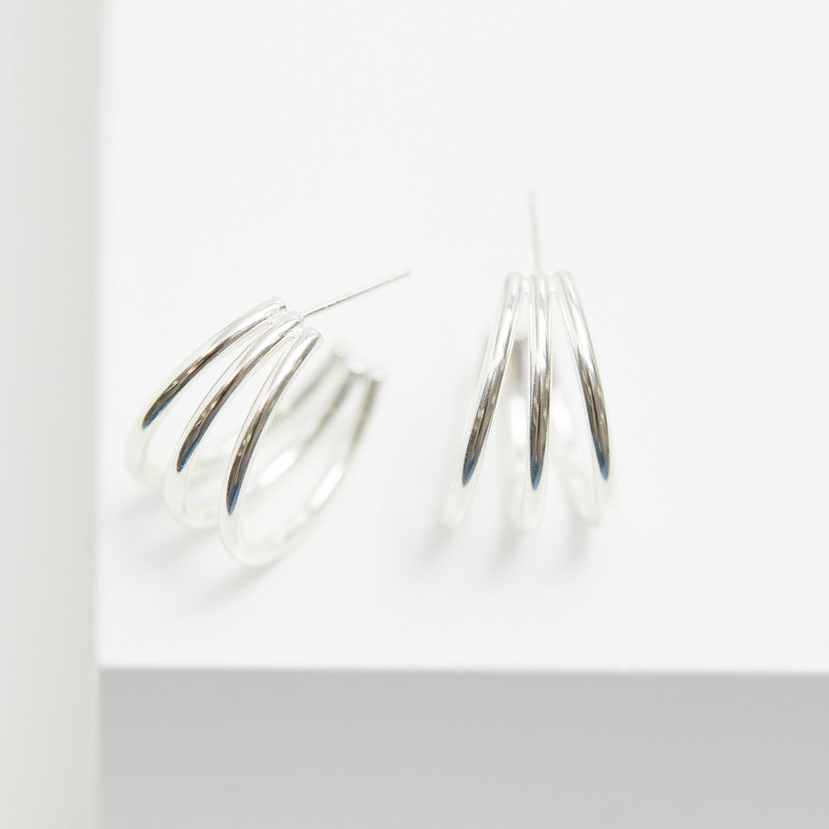 Mood Silver Stainless Steel Polished Medium Hoop Earrings