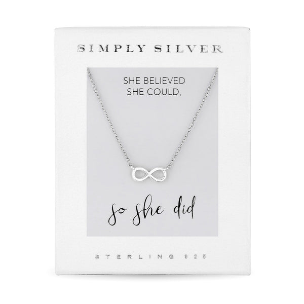Sterling Silver 925 Silver Infinity Short Pendant Necklace