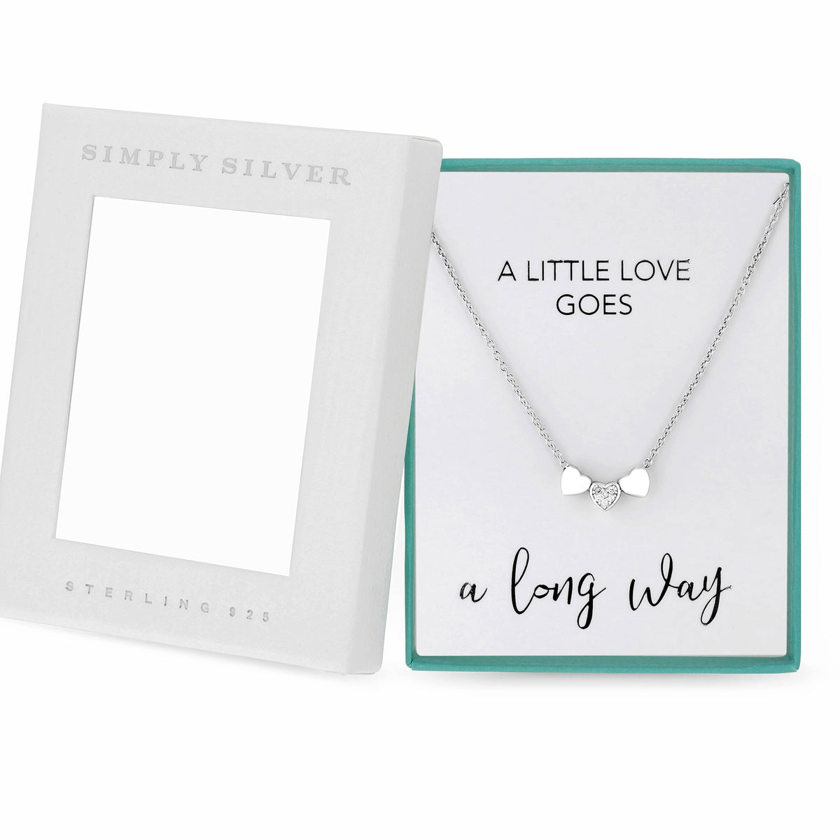 Sterling 925 Cubic Zirconia Triple Heart Short Pendant Necklace