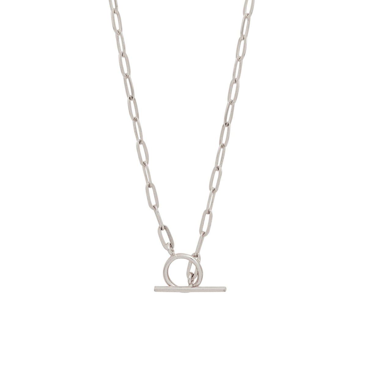 Sterling Silver Small Paperlink T-Bar Necklace