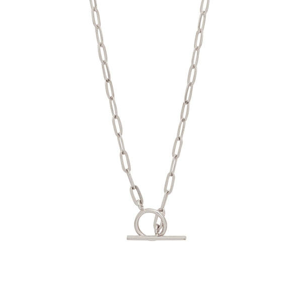 Sterling Silver Small Paperlink T-Bar Necklace