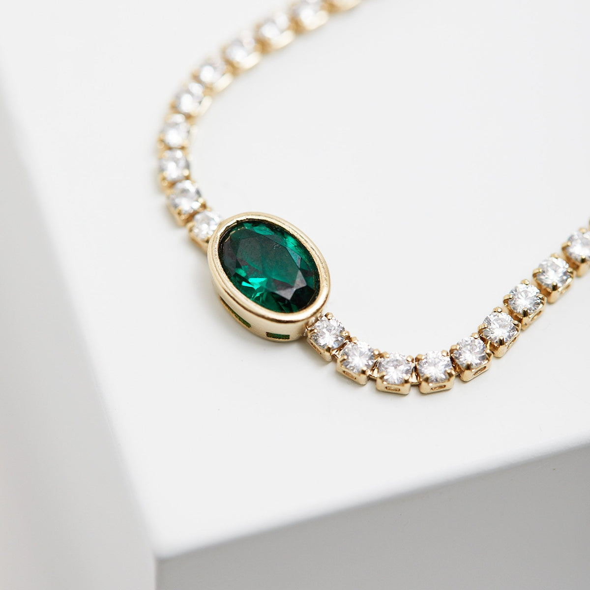 Jon Richard Gold Plate Cubic Zirconia Green Stone Toggle Bracelet