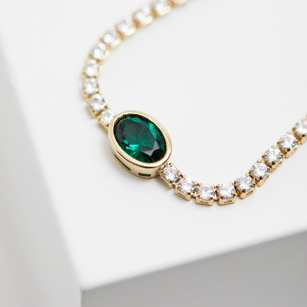 Jon Richard Gold Plate Cubic Zirconia Green Stone Toggle Bracelet
