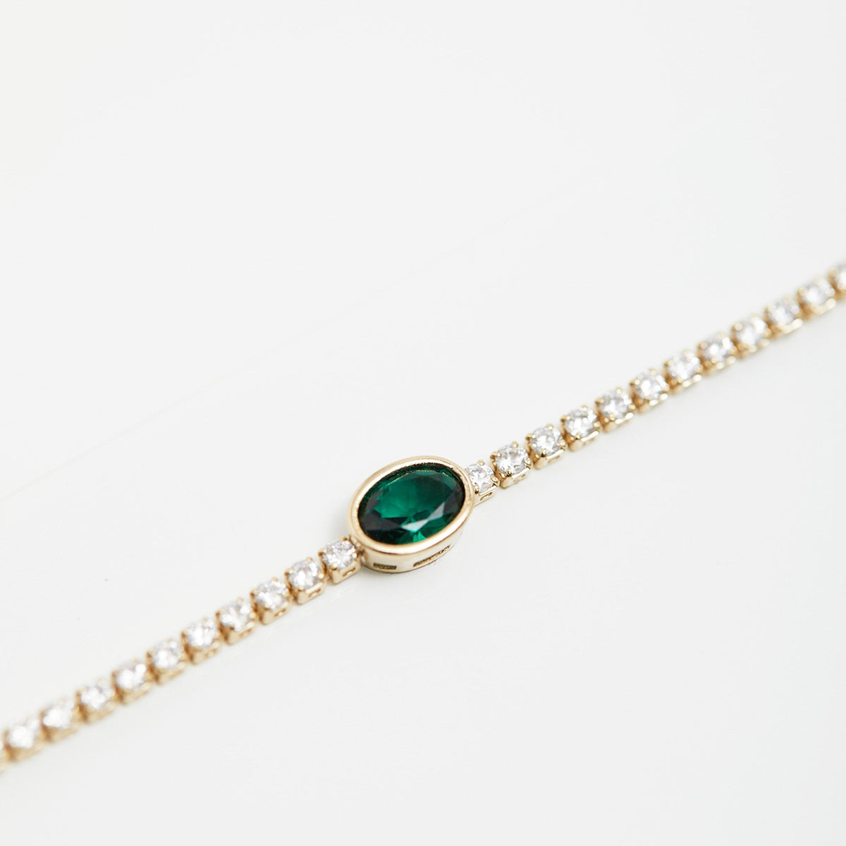 Jon Richard Gold Plate Cubic Zirconia Green Stone Toggle Bracelet