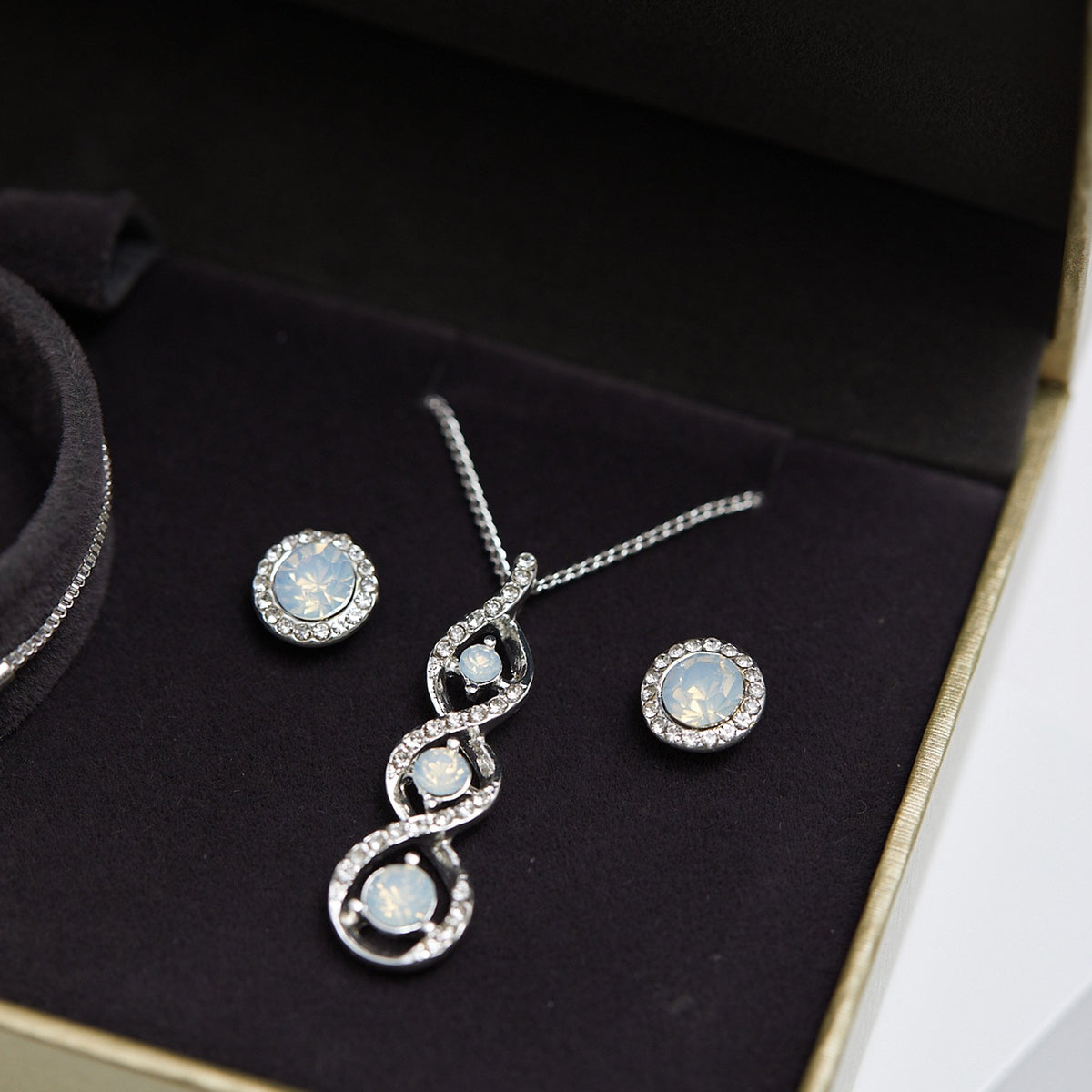 Jon Richard Silver Plated & Opal Trio Set - Gift Boxed