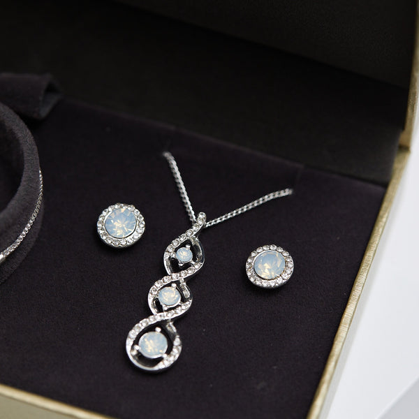 Jon Richard Silver Plated & Opal Trio Set - Gift Boxed