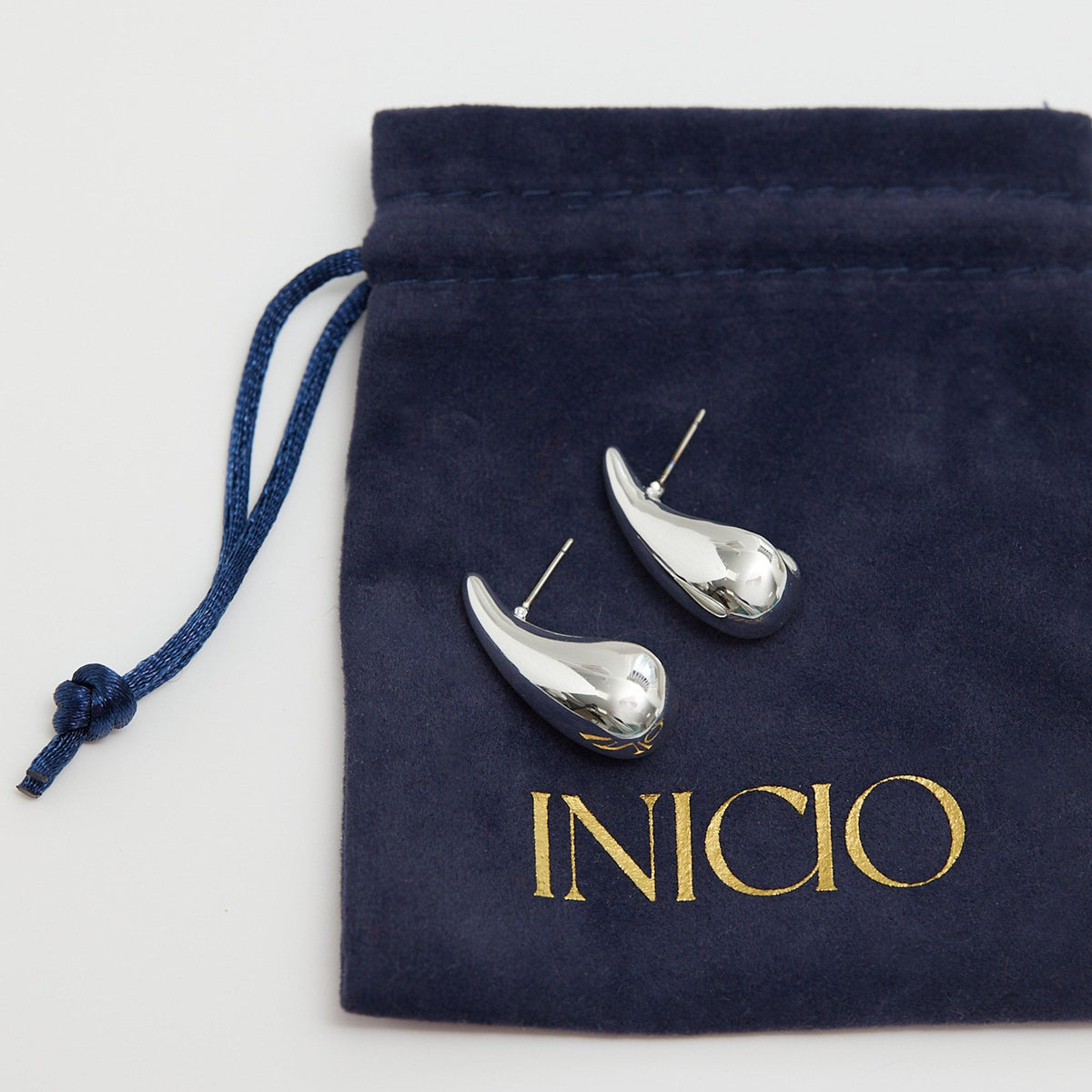 Inicio Recycled Sterling Silver Plated Teardrop Earrings - Gift Pouch