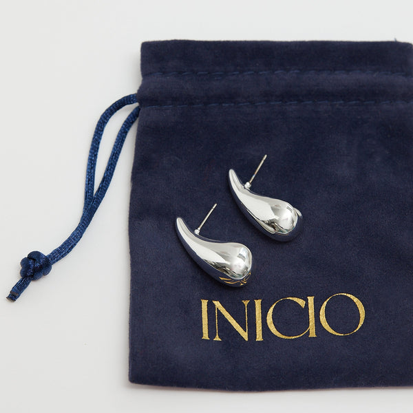 Inicio Recycled Sterling Silver Plated Teardrop Earrings - Gift Pouch