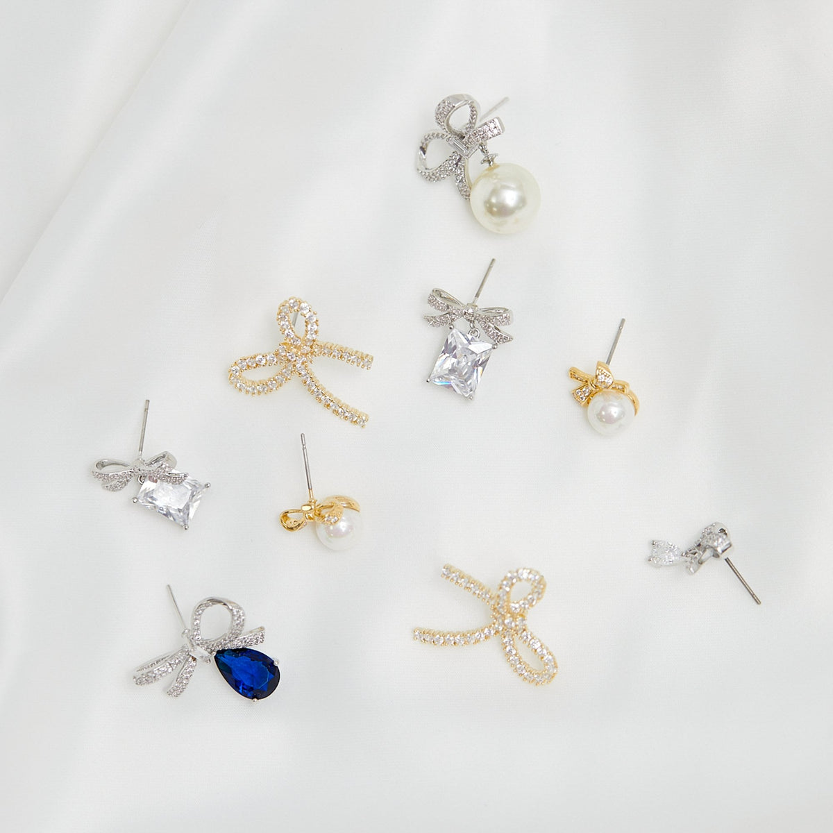 Jon Richard Gold Plated Cubic Zirconia Bow Earrings