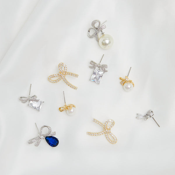 Jon Richard Gold Plated Cubic Zirconia Bow Earrings