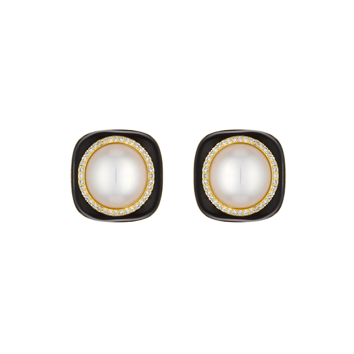 Jon Richard Gold Plated Jet and Pearl Earrings