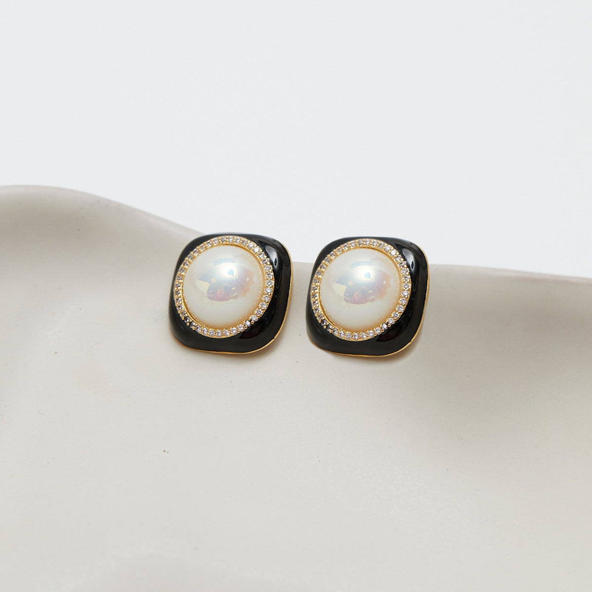Jon Richard Gold Plated Jet and Pearl Earrings