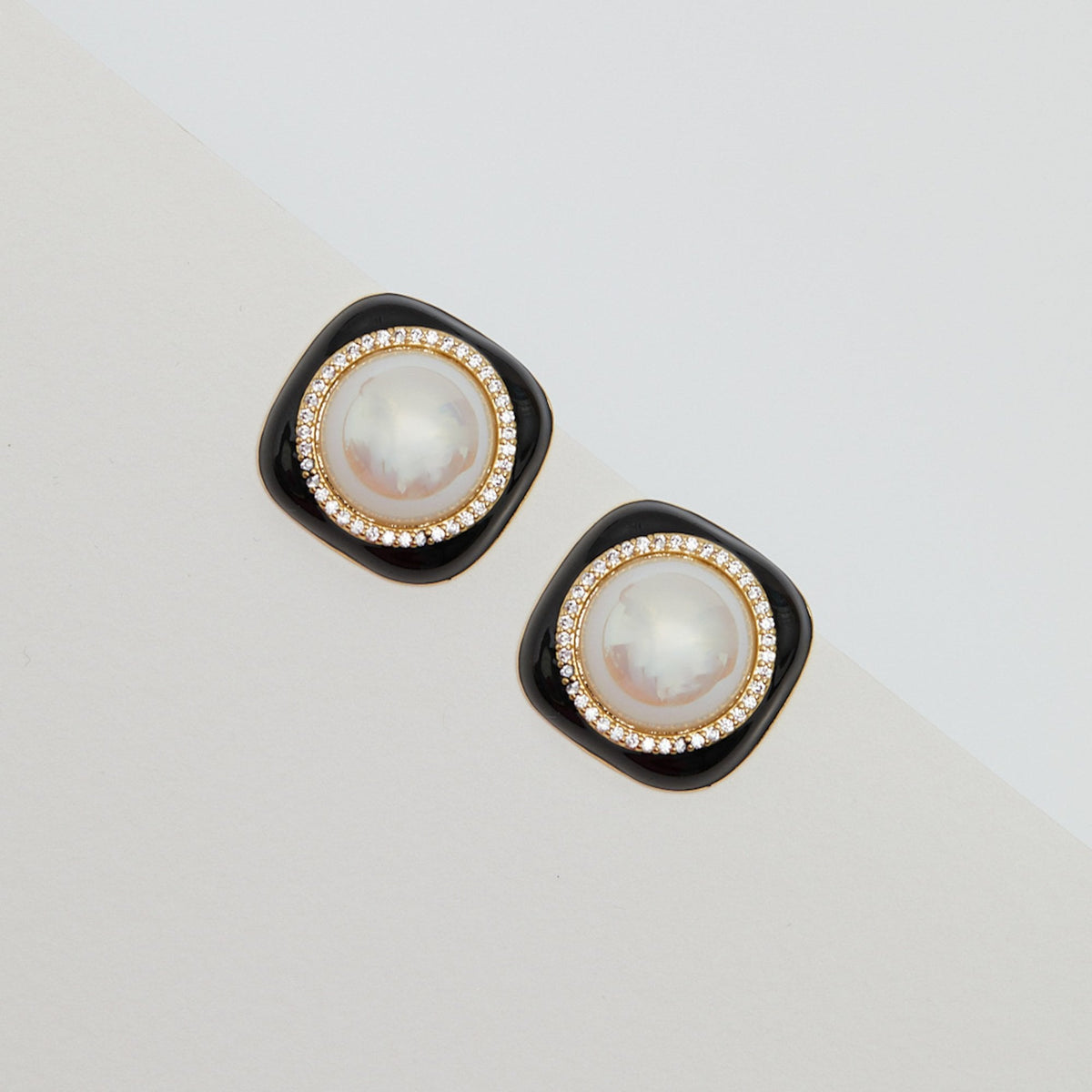 Jon Richard Gold Plated Jet and Pearl Earrings