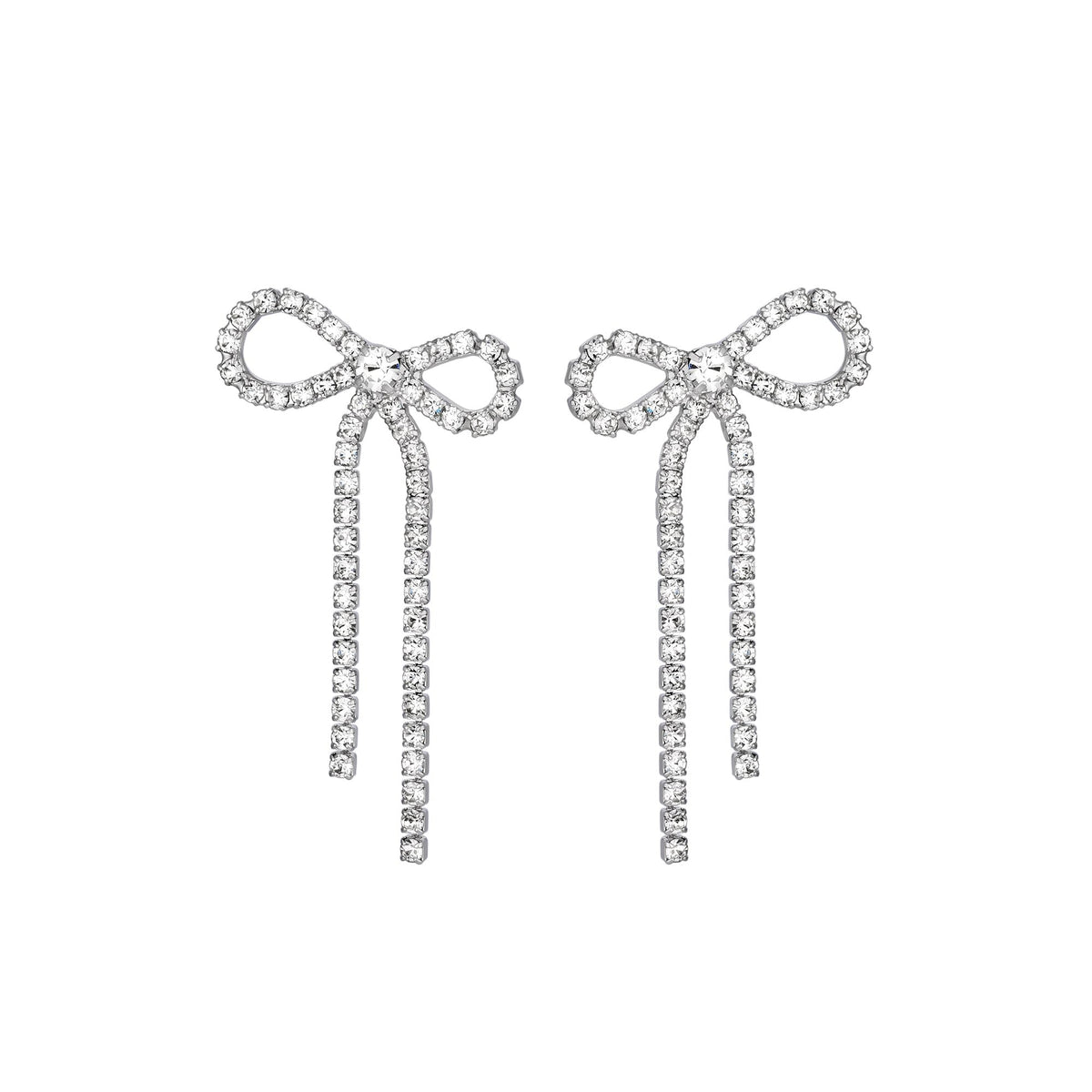 Jon Richard Silver Crystal Bow Earrings