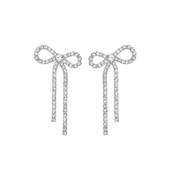 Jon Richard Silver Crystal Bow Earrings