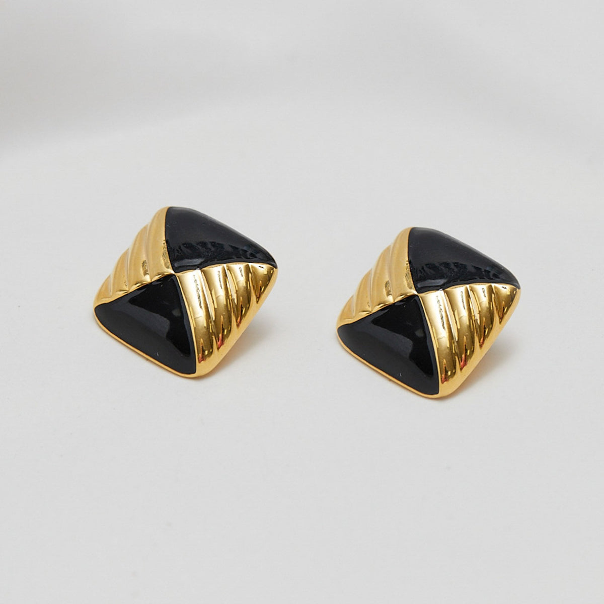 Jon Richard Vintage Inspired Gold Plated and Jet Enamel Earrings