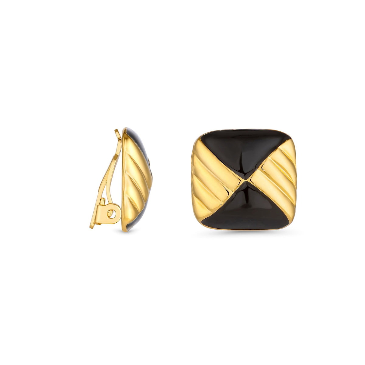 Jon Richard Vintage Inspired Gold Plated and Jet Enamel Earrings