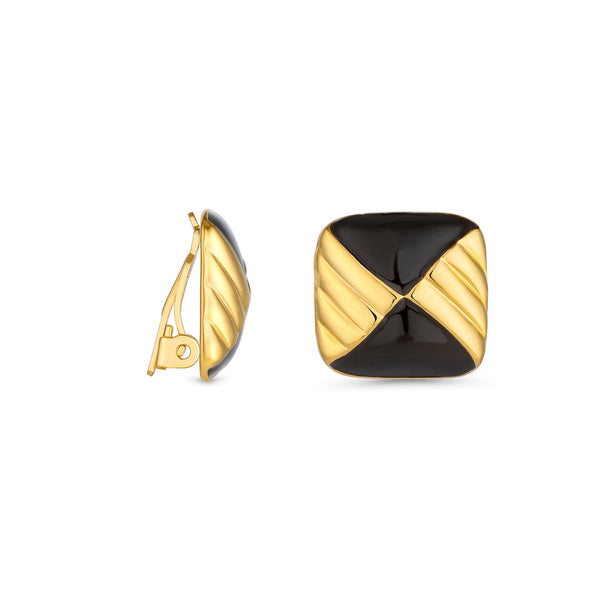 Jon Richard Vintage Inspired Gold Plated and Jet Enamel Earrings