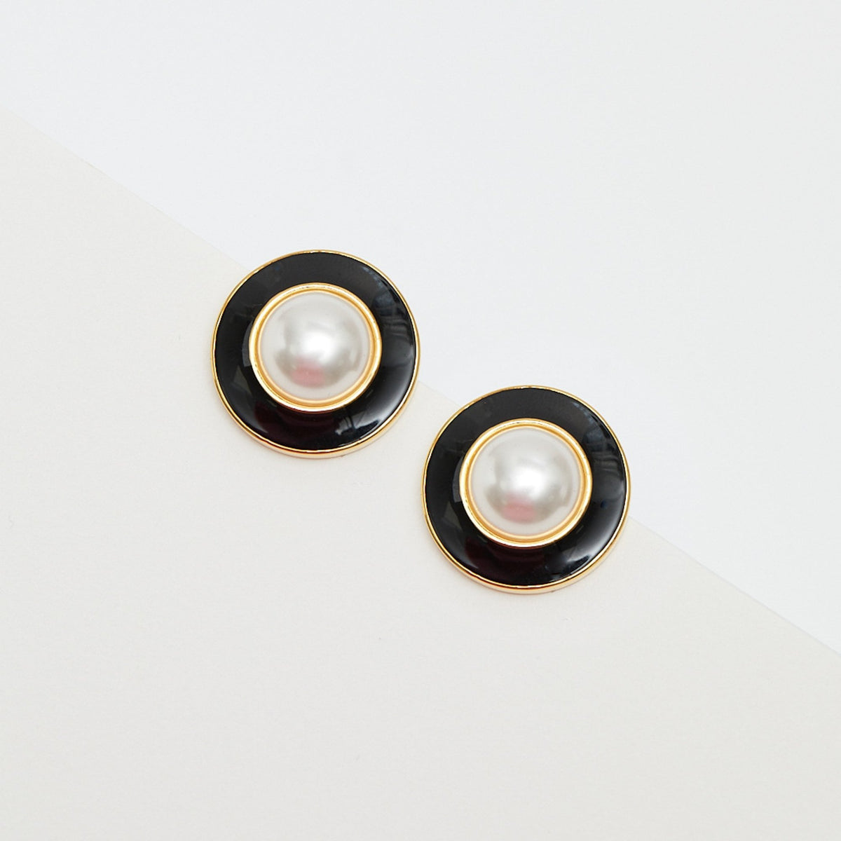 Jon Richard Vintage Inspired Gold Plated Pearl And Enamel Clip Earrings