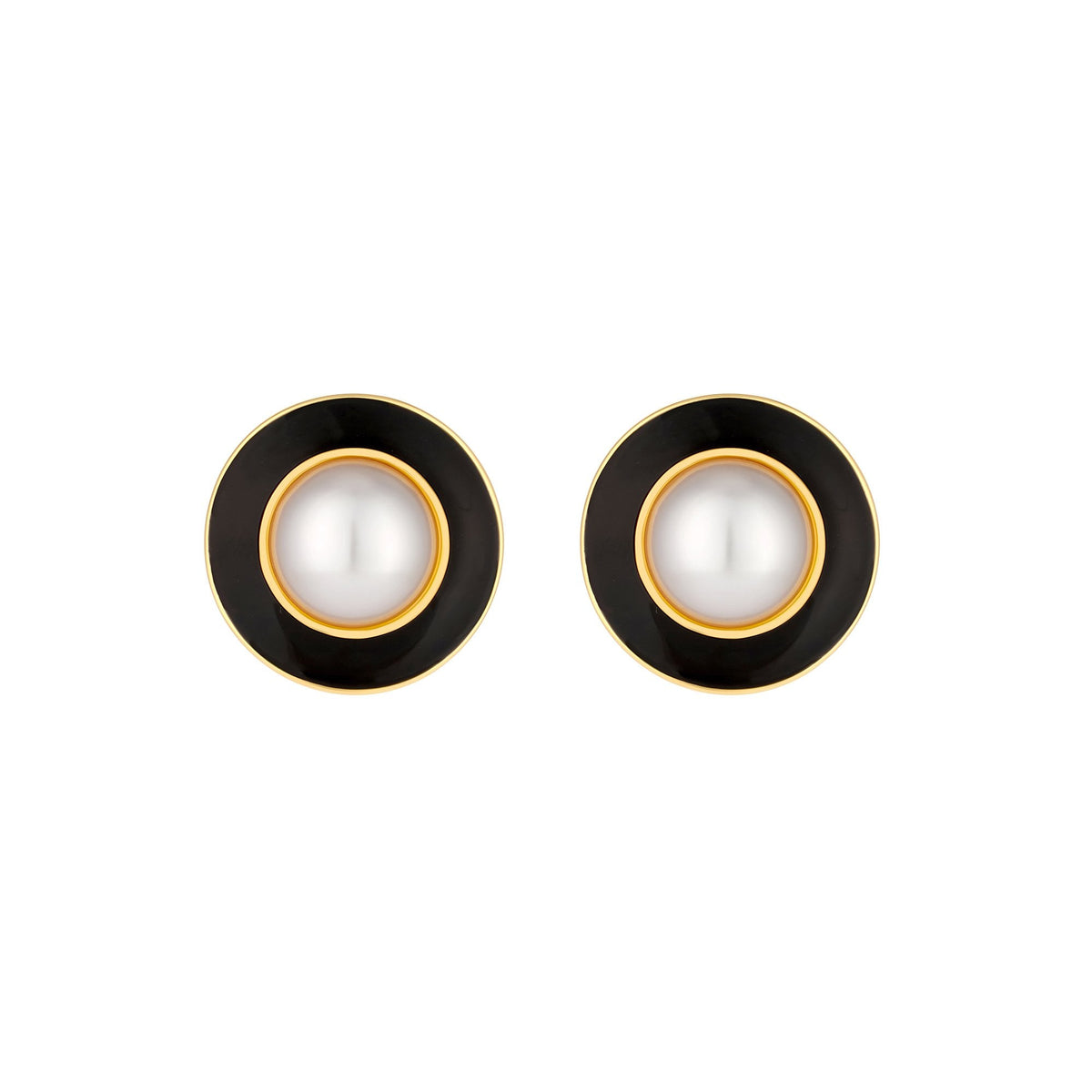 Jon Richard Vintage Inspired Gold Plated Pearl And Enamel Clip Earrings
