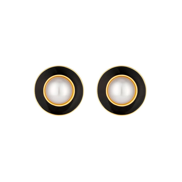 Jon Richard Vintage Inspired Gold Plated Pearl And Enamel Clip Earrings