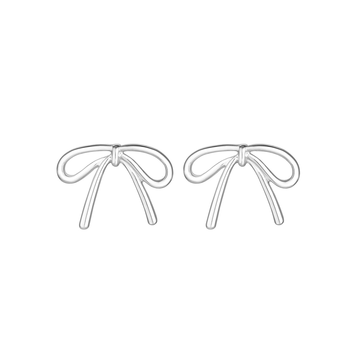 Mood Silver Polished Bow Stud Earrings
