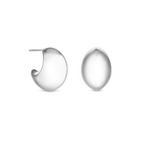 Mood Silver Polished Dome Hoop Earrings