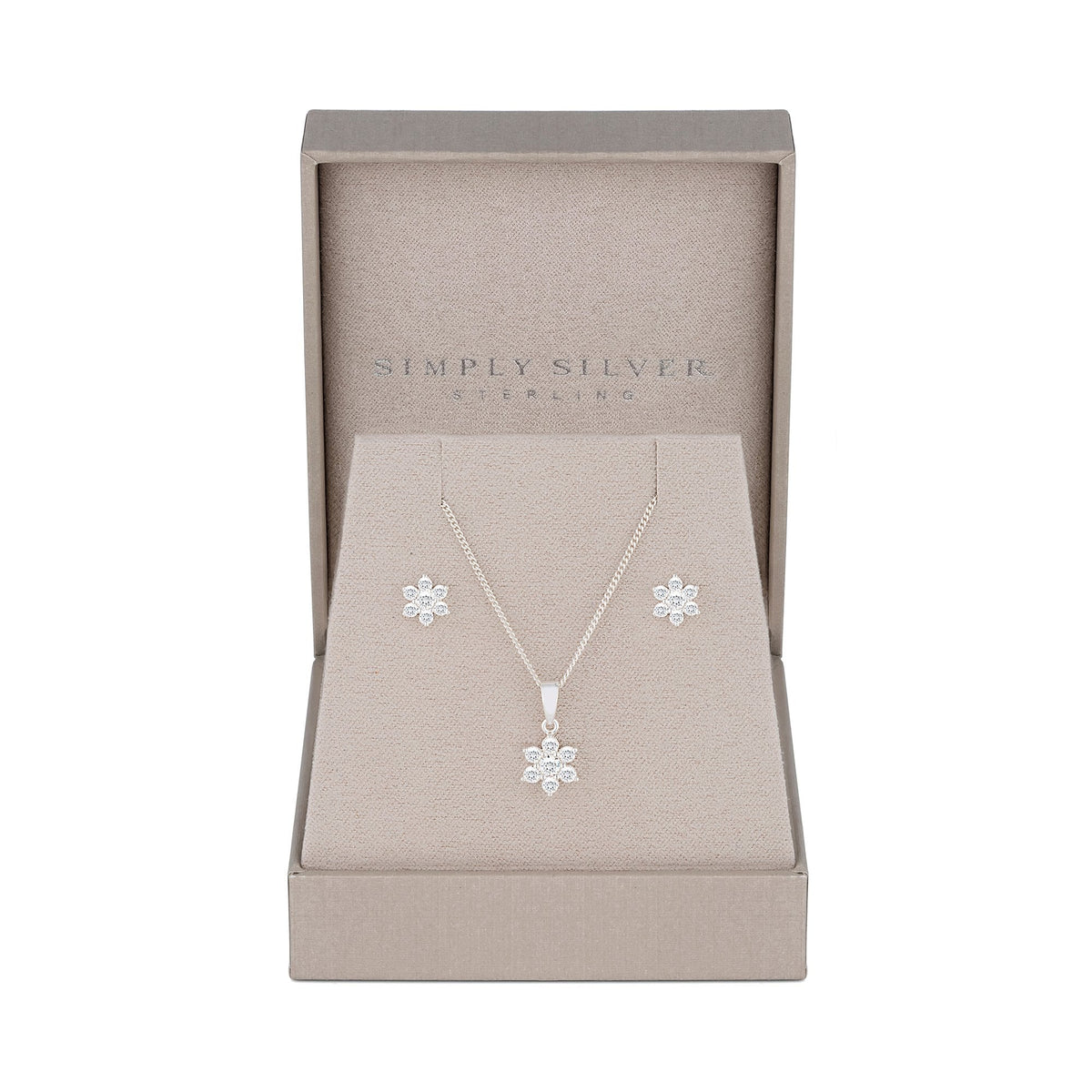 Sterling 925 Cubic Zirconia Flower Matching Set