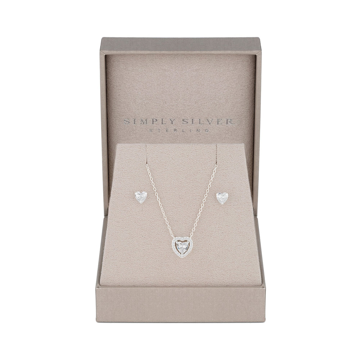 Sterling 925 Cubic Zirconia Halo Heart Set
