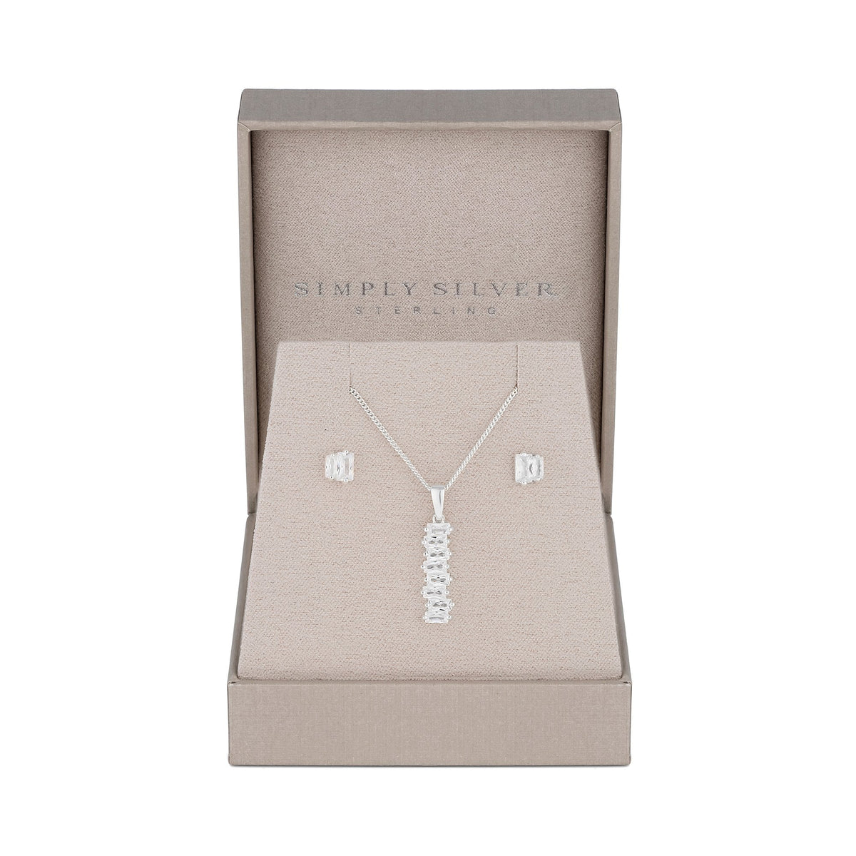 Simply Silver Sterling Silver 925 Cubic Zirconia Icicle Stick Set - Gift Boxed
