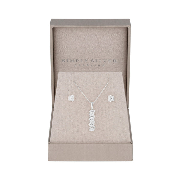 Simply Silver Sterling Silver 925 Cubic Zirconia Icicle Stick Set - Gift Boxed