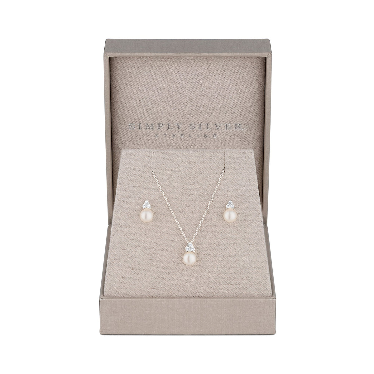 Simply Silver Sterling Silver 925 Freshwater Pearl Set - Gift Boxed