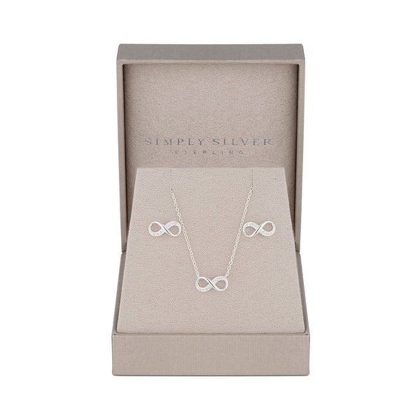 Simply Silver Sterling Silver 925 Infinity Set - Gift Boxed