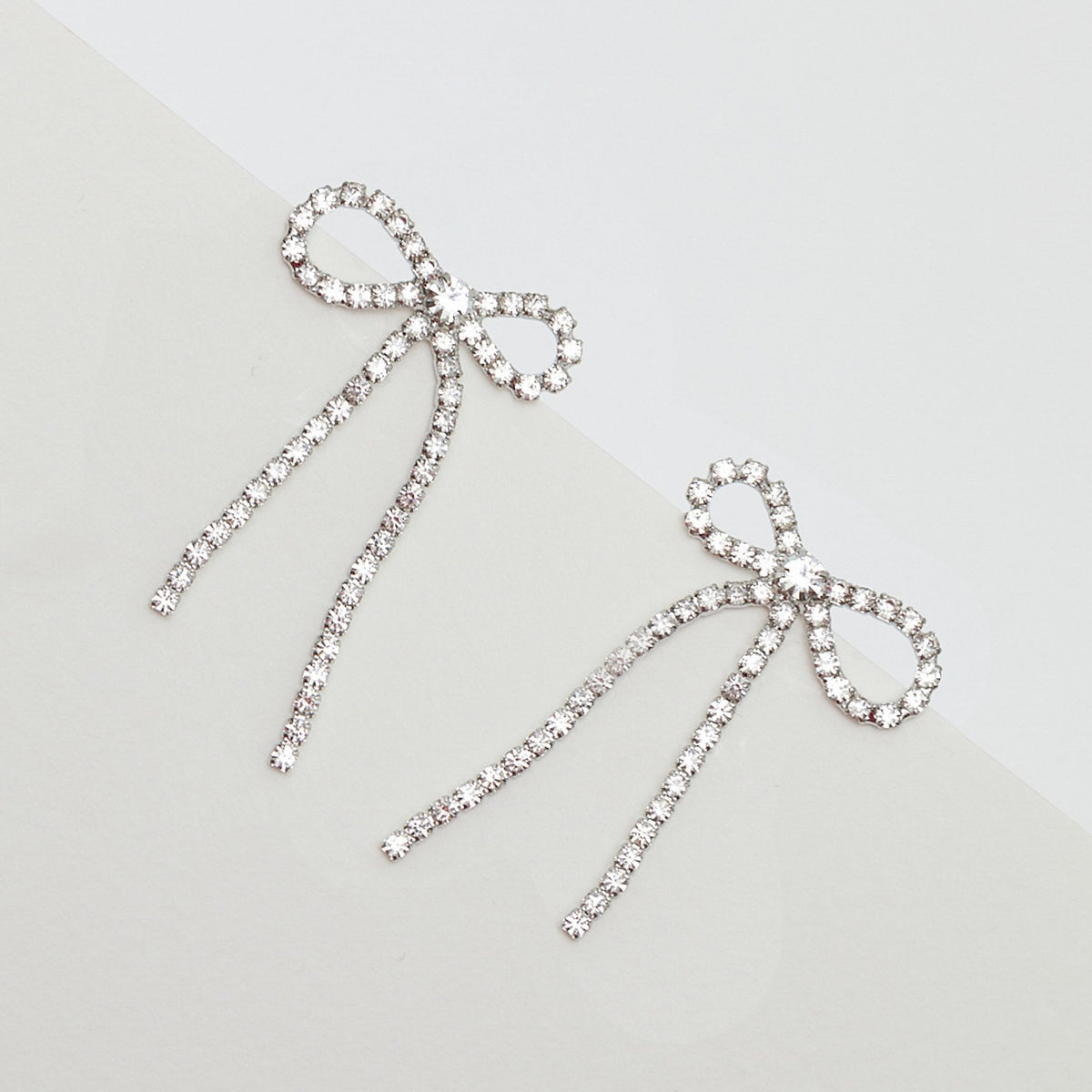 Jon Richard Silver Crystal Bow Earrings