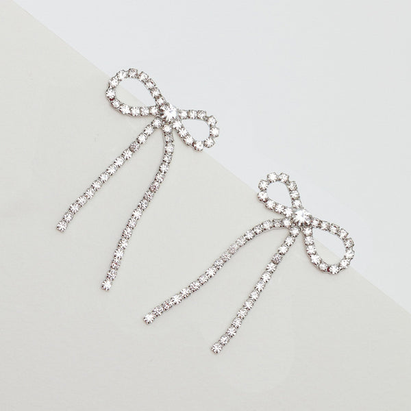 Jon Richard Silver Crystal Bow Earrings