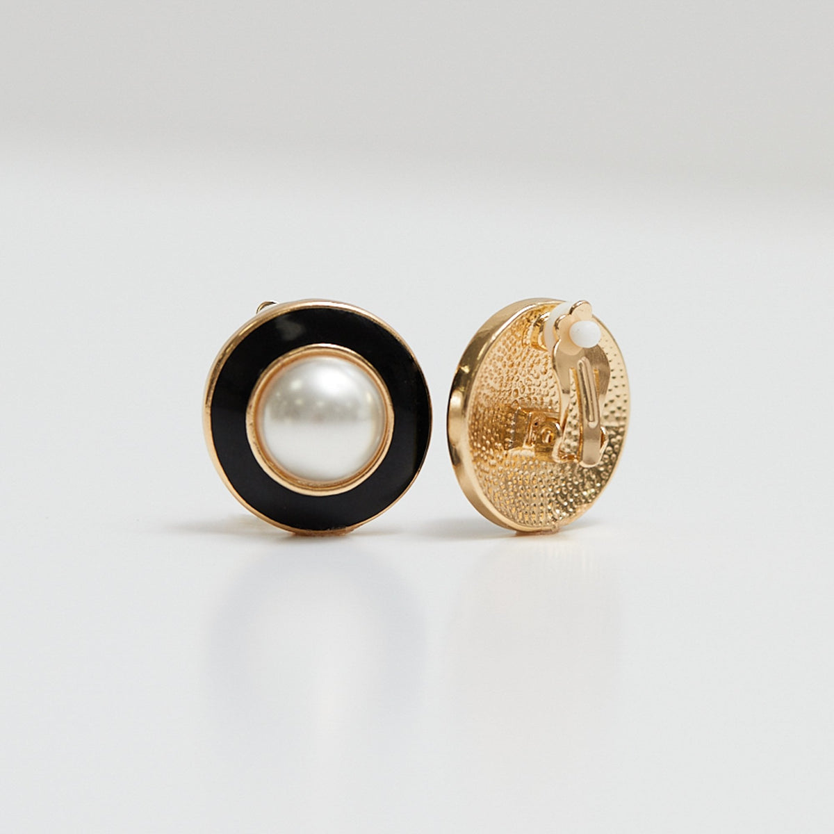 Jon Richard Vintage Inspired Gold Plated Pearl And Enamel Clip Earrings