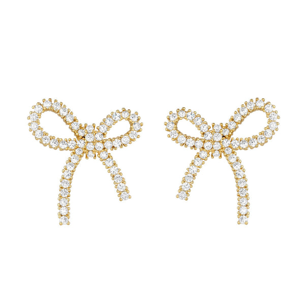 Jon Richard Gold Plated Cubic Zirconia Bow Earrings