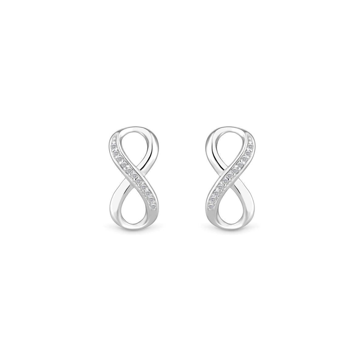 Simply Silver Sterling Silver 925 Polished and Cubic Zirconia Infinity Stud Earrings