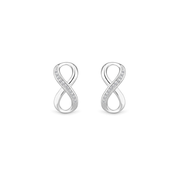 Simply Silver Sterling Silver 925 Polished and Cubic Zirconia Infinity Stud Earrings