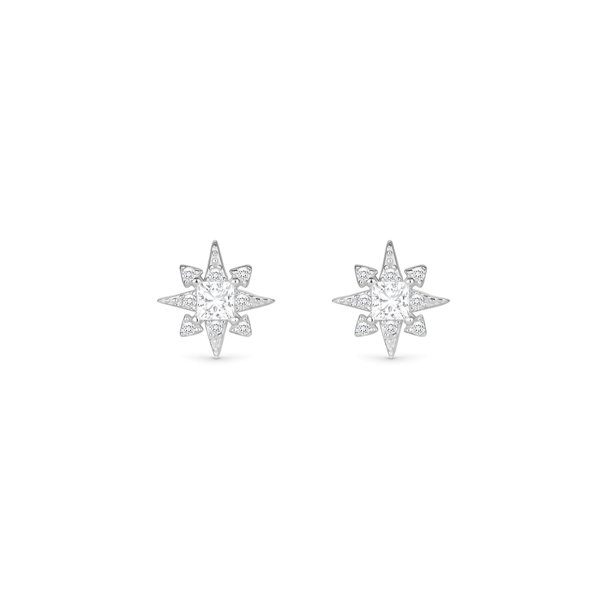 Simply Silver Sterling Silver 925 Cubic Zirconia Star Stud Earrings